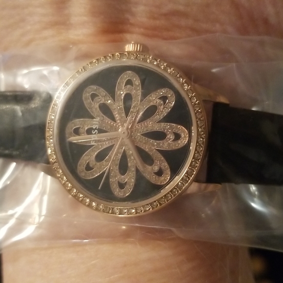 Vintage FOSSIL Dinah Three Hand Black Leather Watch - Picture 10 of 11